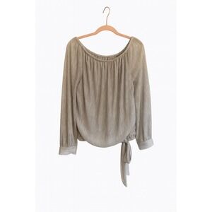 CeCe Silver Metallic On or Off-Shoulder Top with Tie Waist – Size Medium